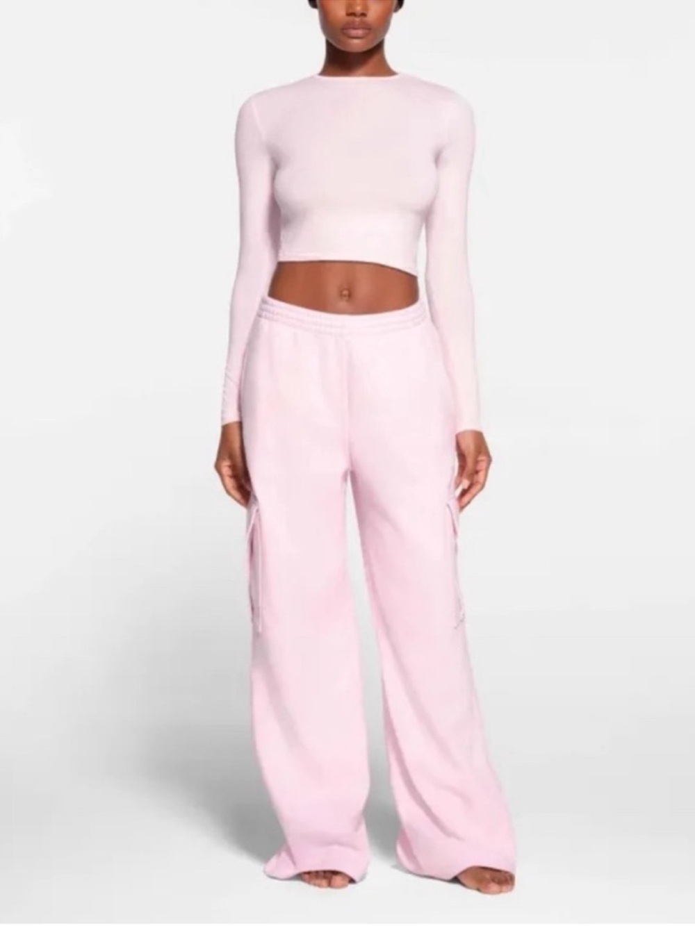 SKIMS Light Pink Wide-Leg Cargo Pants